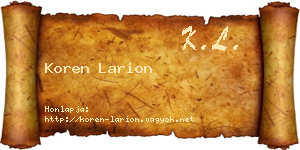 Koren Larion névjegykártya